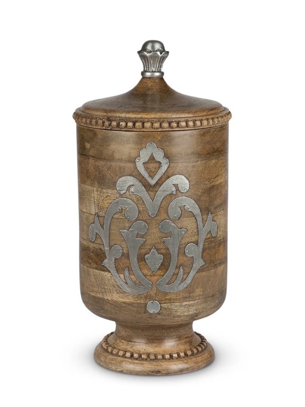 HERITAGE INLAID WOOD CANISTER – DECORATIVE STORAGE JAR